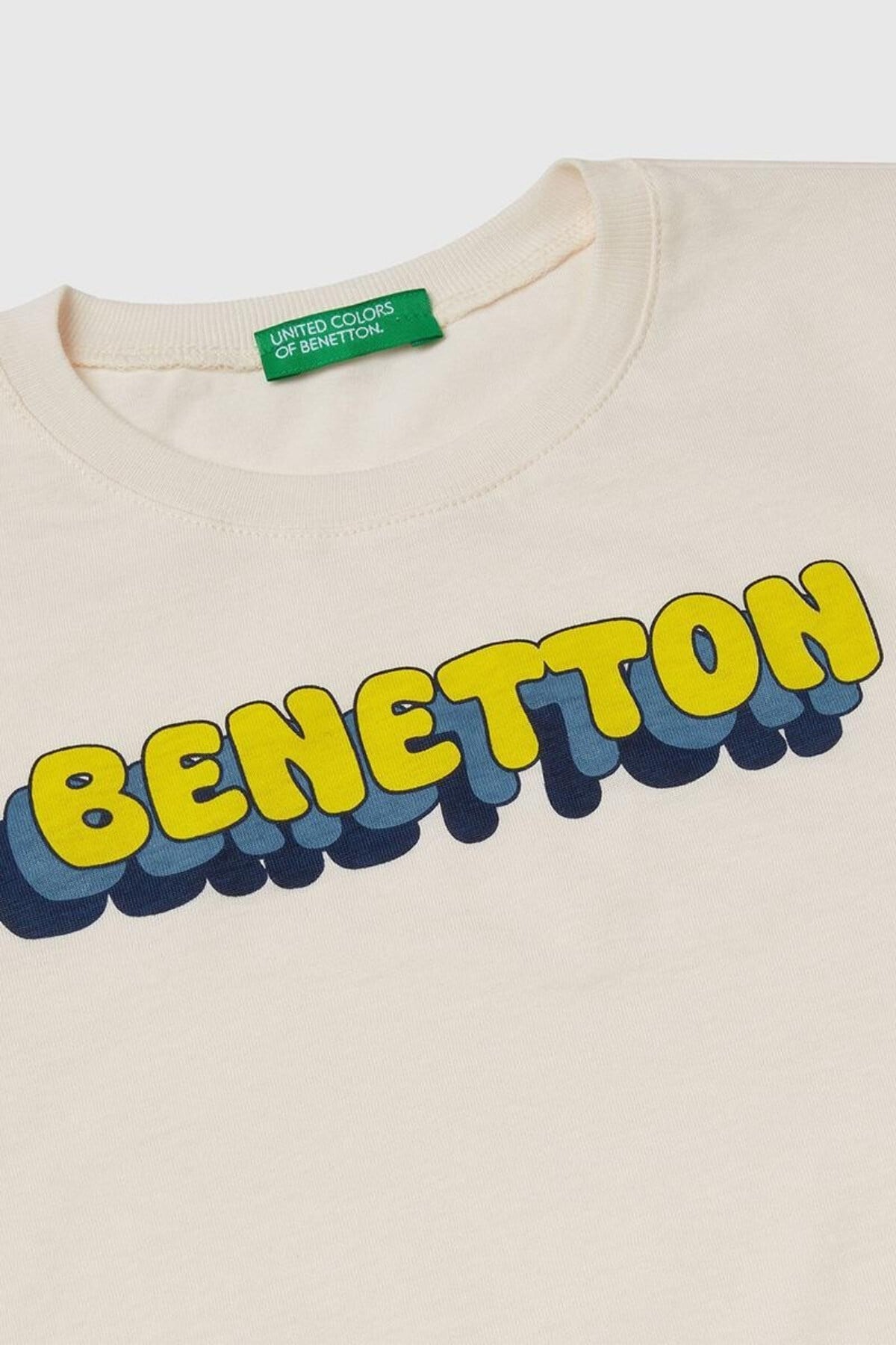 Bennetton Erkek Bebek 1-6 Yaş Benetton Logolu Kısa Kol  T-Shirt Bej