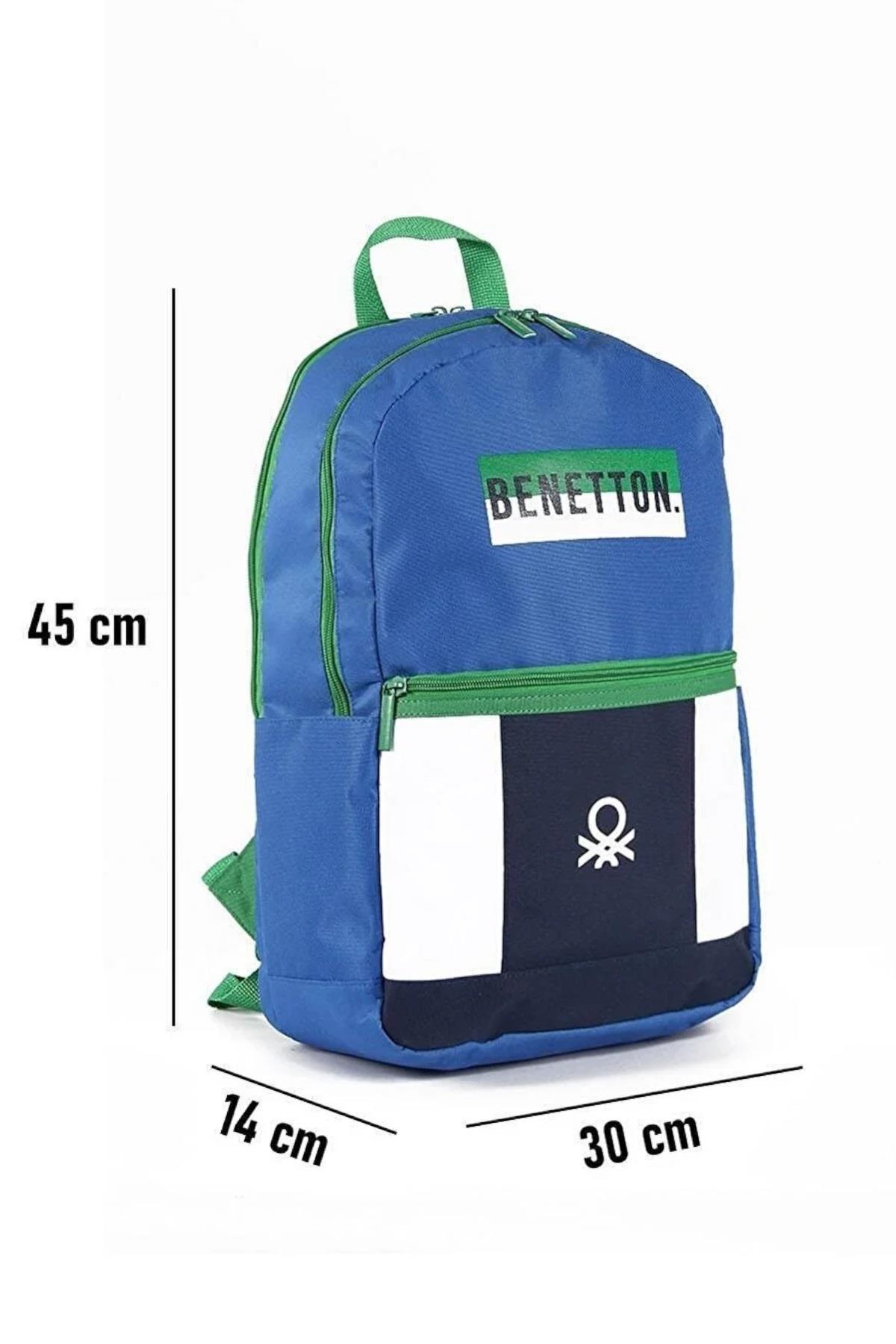 Bennetton Unisex Çift Bölmeli Sırt Çantası 0428775 Mavi