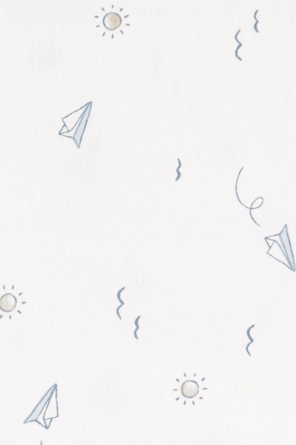 Carter Erkek Bebek %100 PamuK Fanel Kumaş Battaniye Seti Mavi