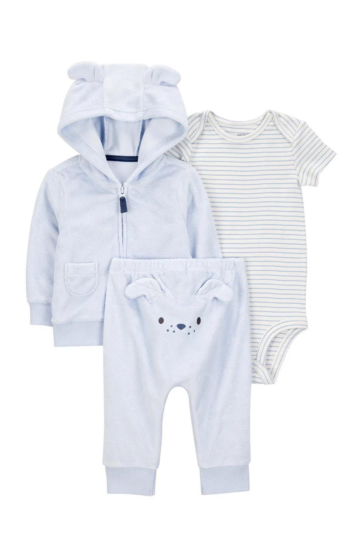 Carters Erkek Bebek 3-12 Ay Hırkalı Üçlü Takım Mavi