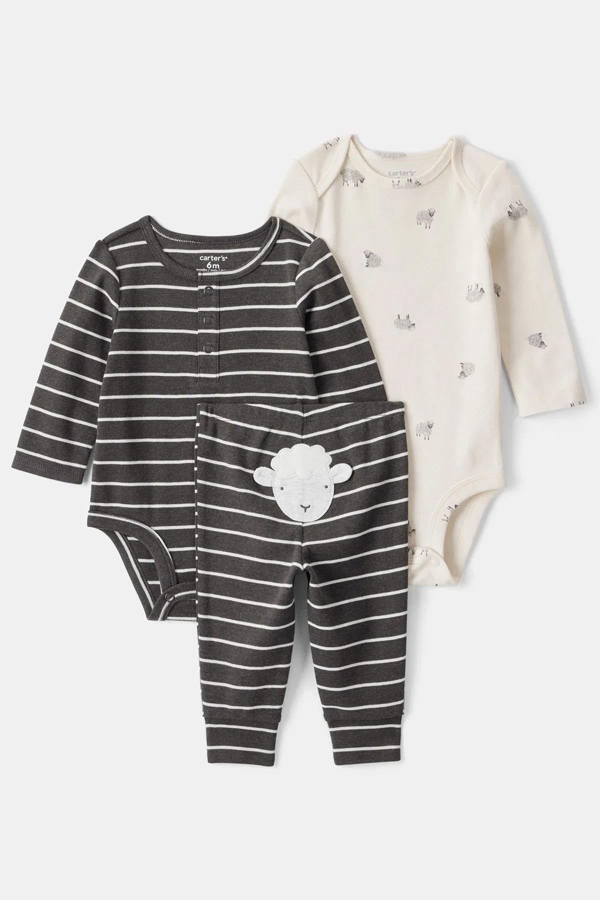 Carters Erkek Bebek 3-18 Ay Figürlü Body Üçlü Takım Antrasit