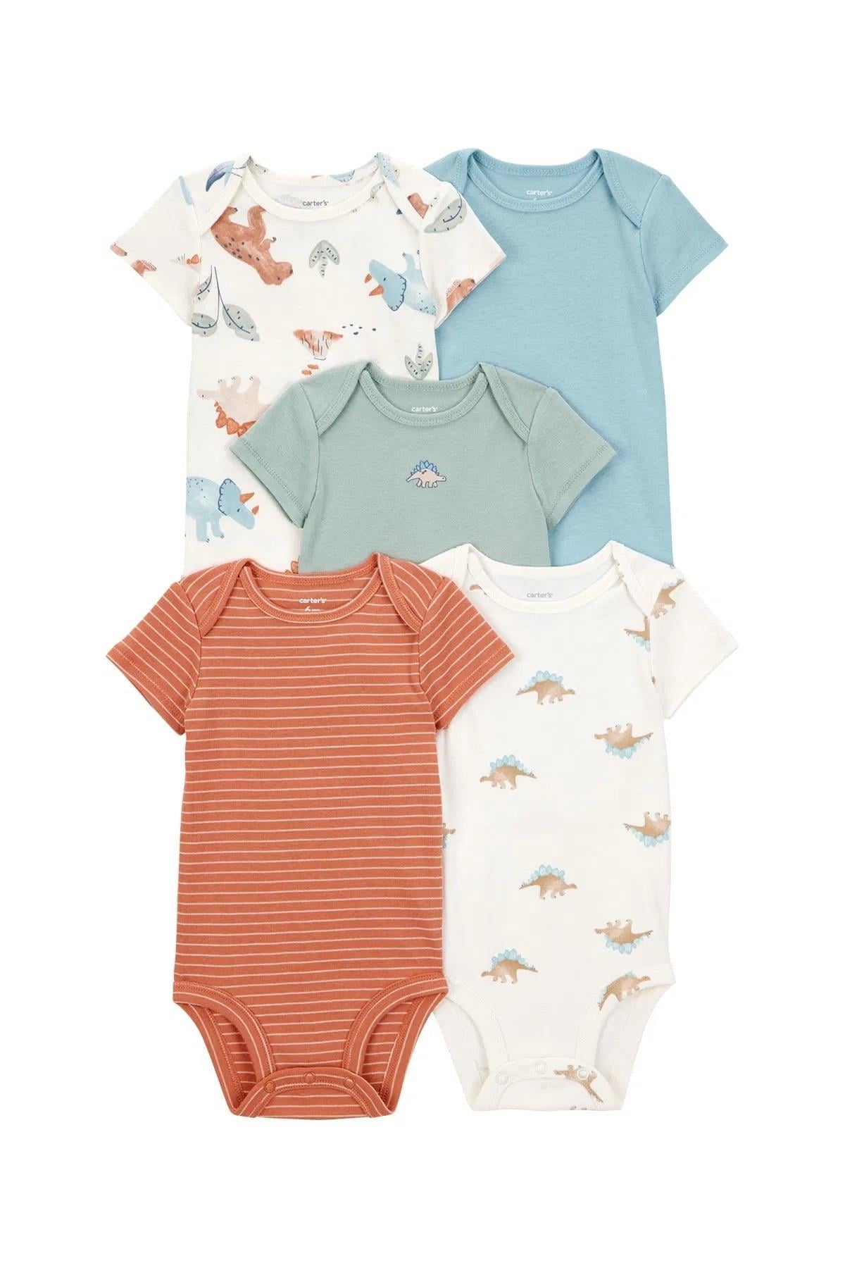 Carters Erkek Bebek 3-24 Ay 5li Kısa Kollu Çıtçıtlı Body Renkli