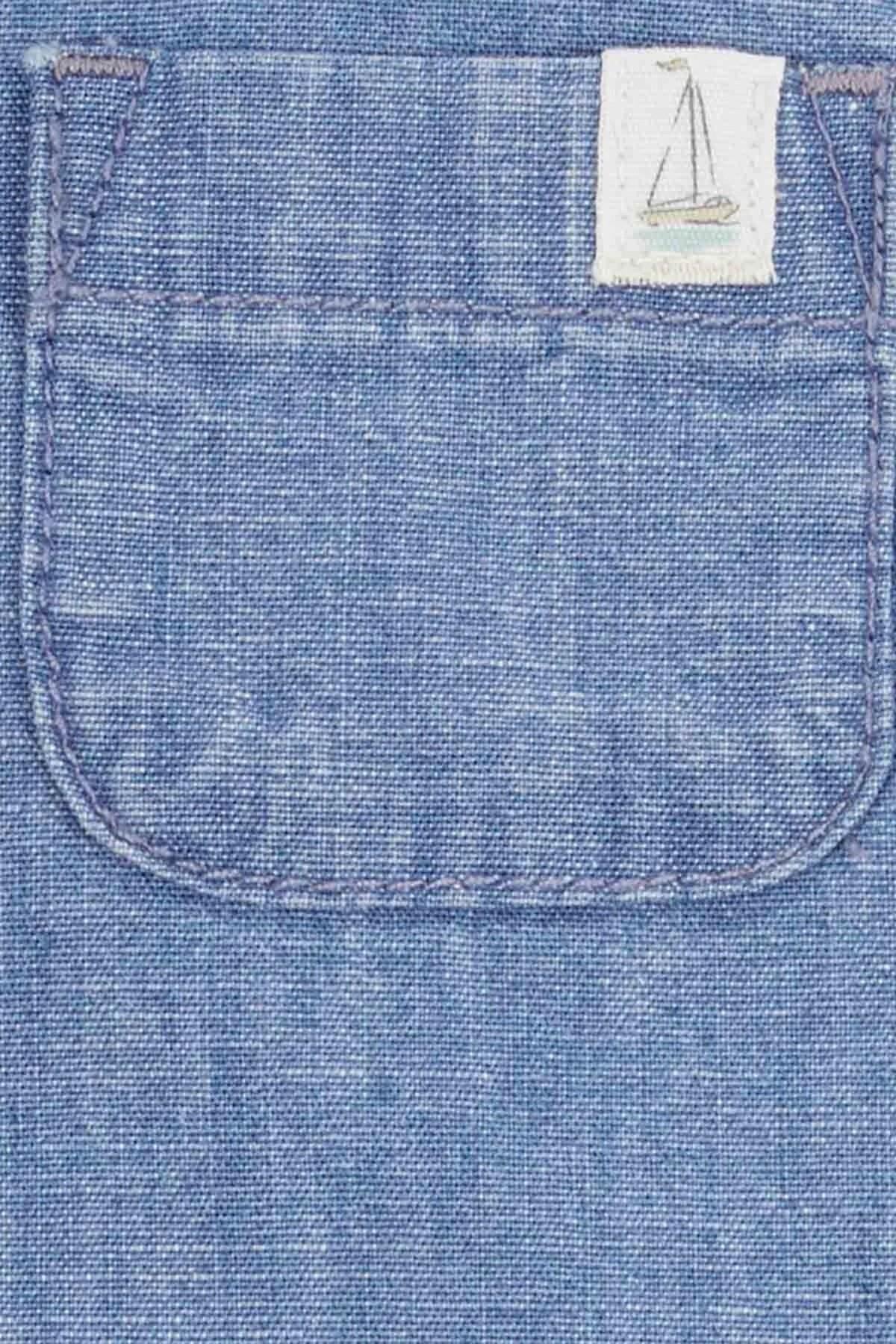 Carters Erkek Bebek 3-9 Ay Gömlek-Body-Şort 3lü Takım Mavi