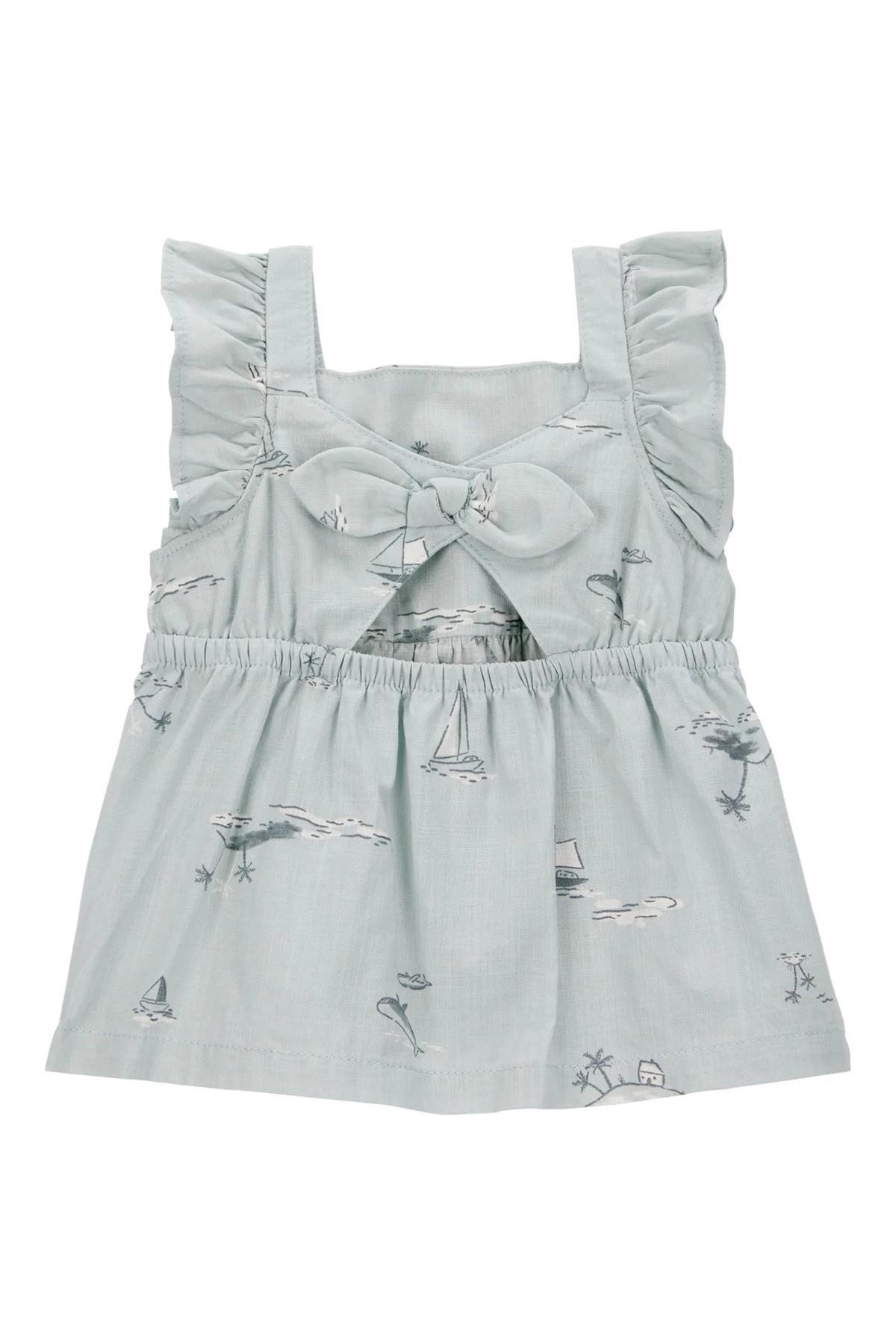 Carters Kız Bebek 3-24 Ay Desenli Bluz-Şort İkili Takım Mint