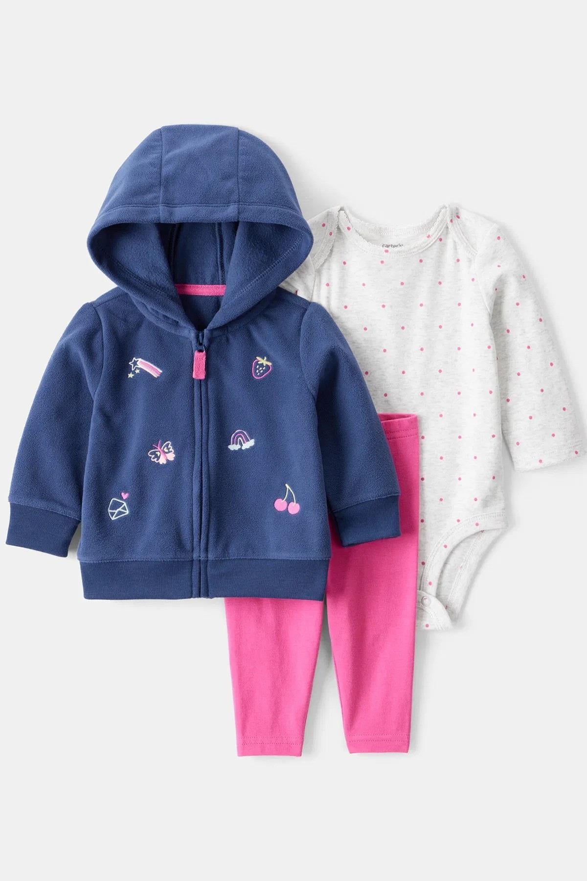 Carters Kız Bebek 3-24 Ay Hırka-Taytlı Üçlü Takım Lacivert