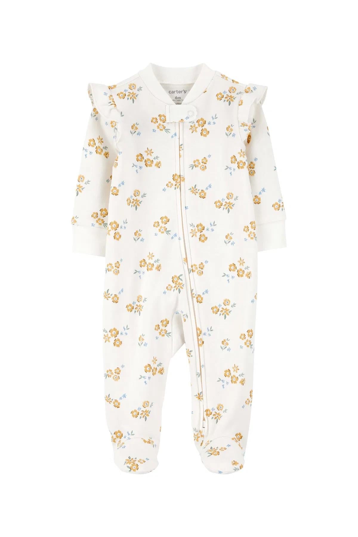 Carters Kız Bebek 3-9 Ay Çiçek Desenli Uyku Tulumu Ekru