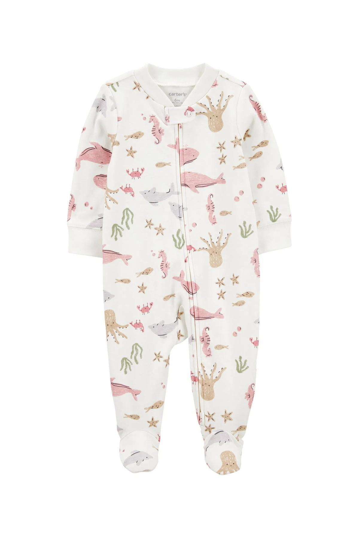 Carters Kız Bebek Figürlü Uyku Tulumu Krem