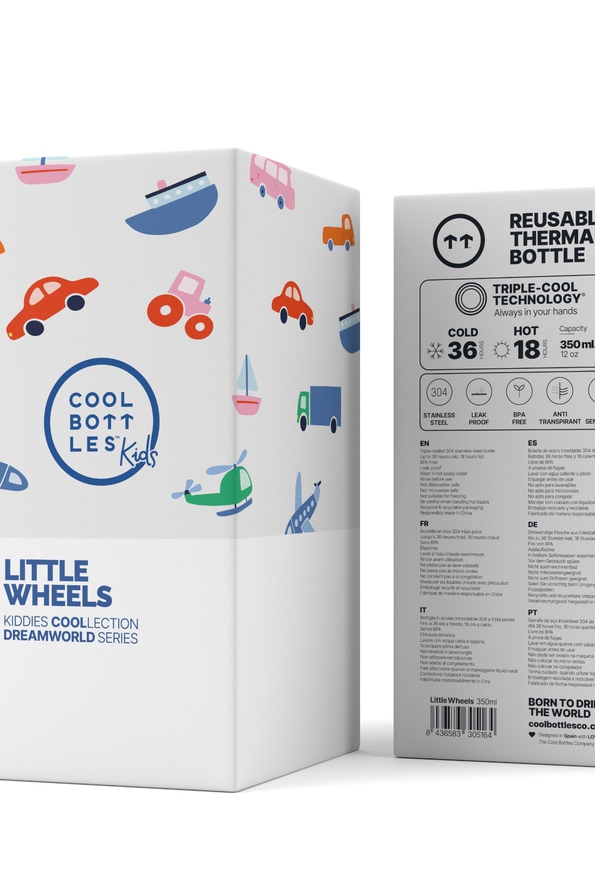 Cool Bottles Erkek Bebek 350 ml LİTTLE WHEELS Bottle Krem