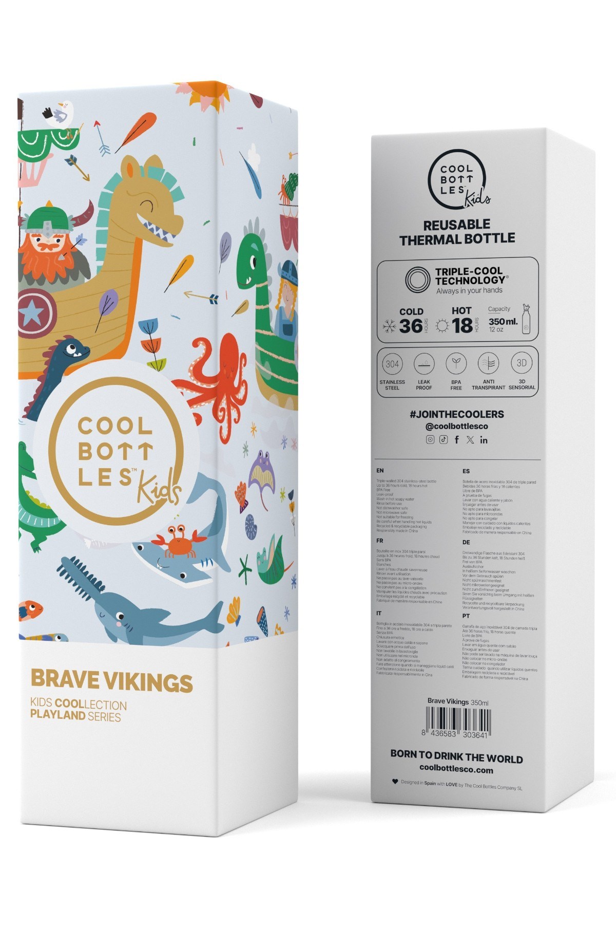 Cool Bottles Erkek Çocuk 350 ml BRAVE VİKİNGS Bottle Gri