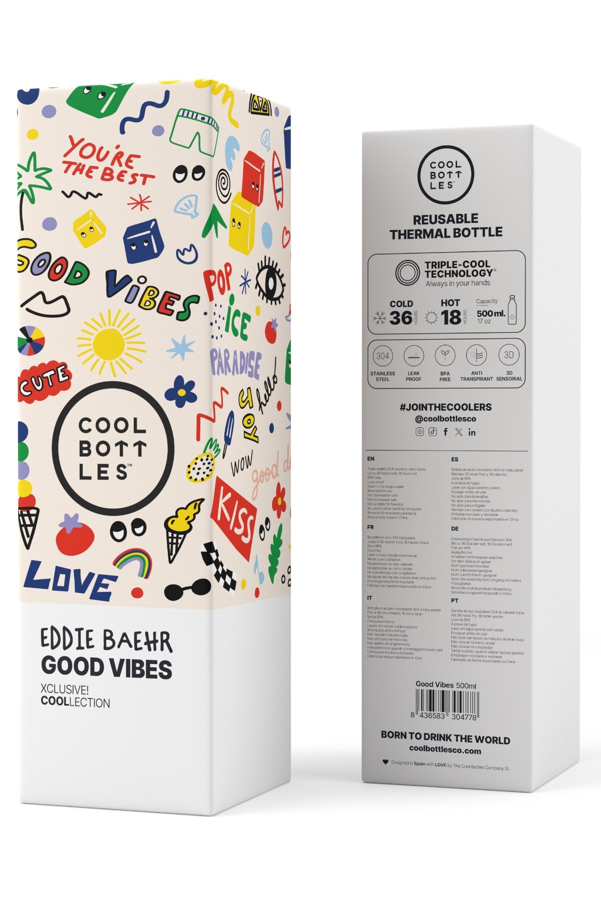 Cool Bottles Erkek Çocuk 500 ml GOOD VİBES Bottle Beyaz