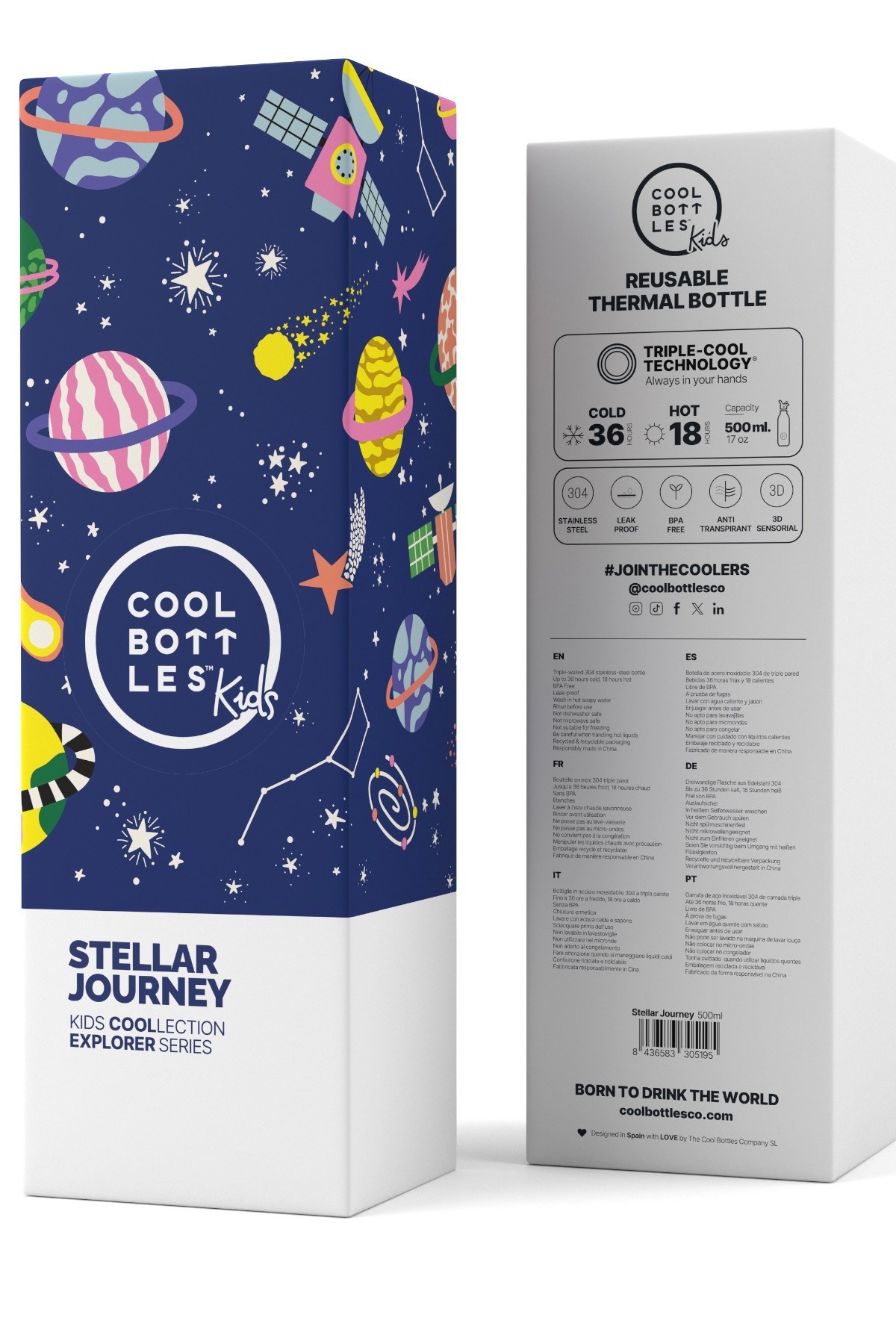 Cool Bottles Erkek Çocuk 500 ml STELLAR JOURNEY Bottle Lacivert