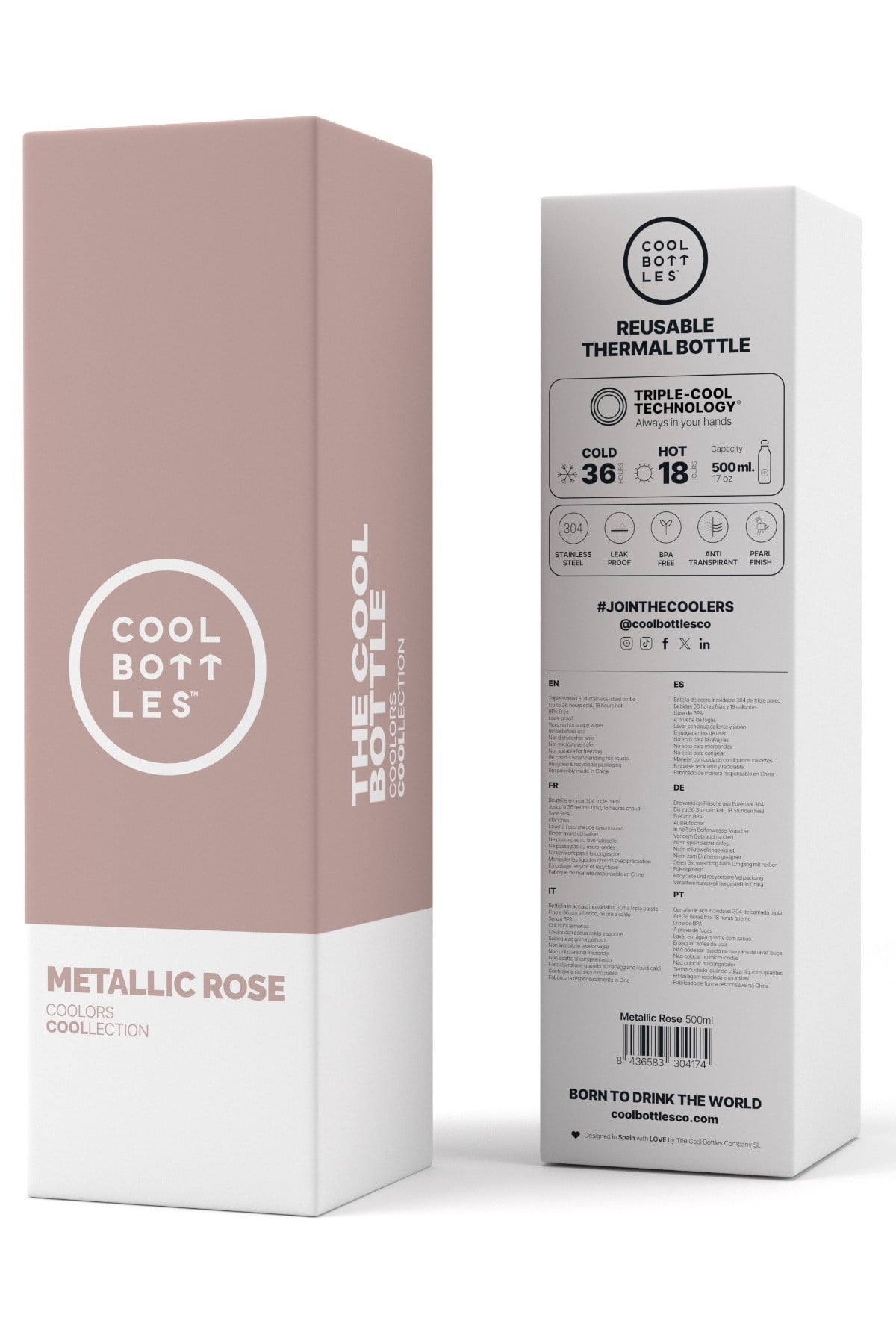 Cool Bottles Paslanmaz Çelik 500 ml METALLİC ROSE Bottle Metalic