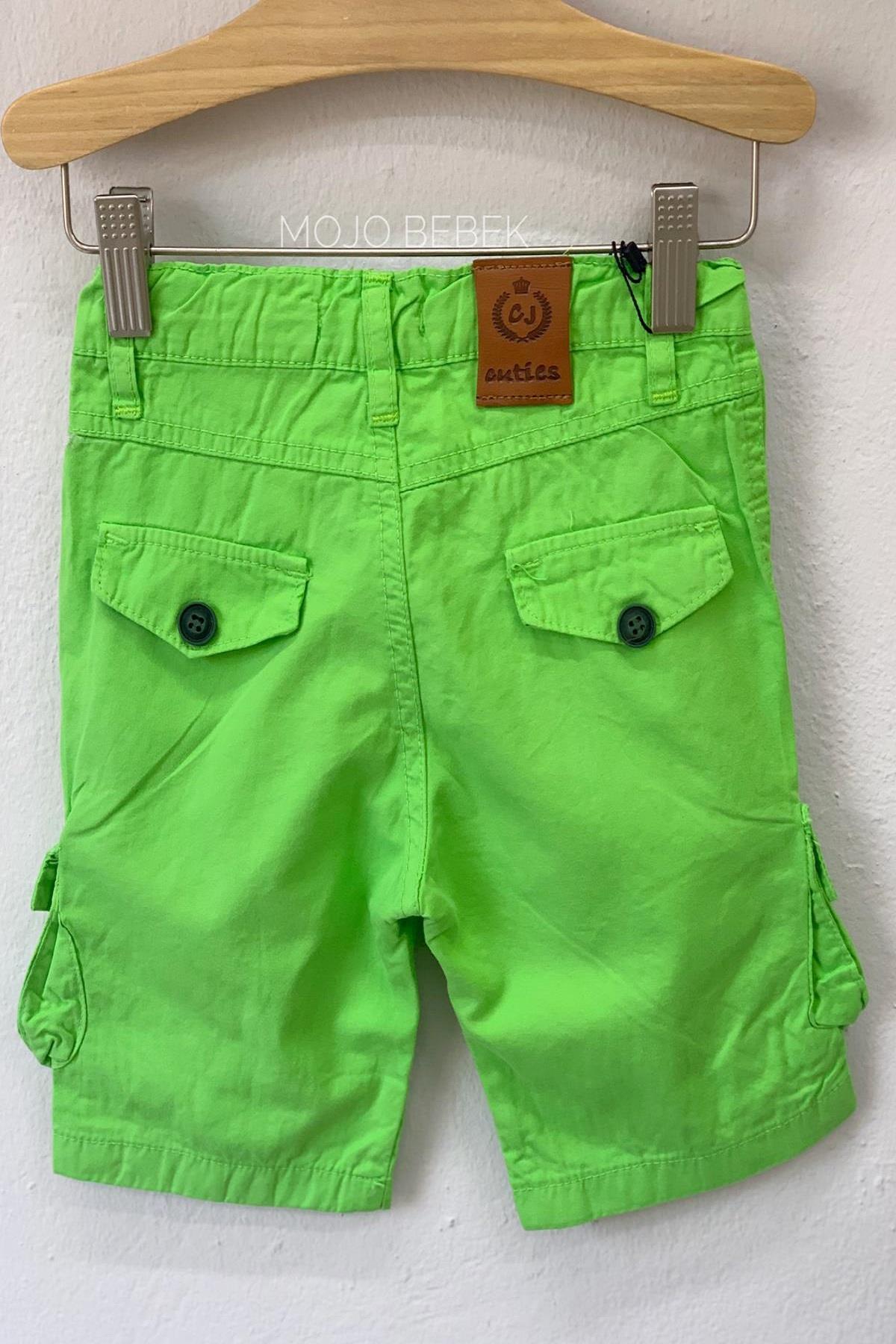 Cuties Erkek Çocuk Kargo Cepli Şort 0555 Yeşil