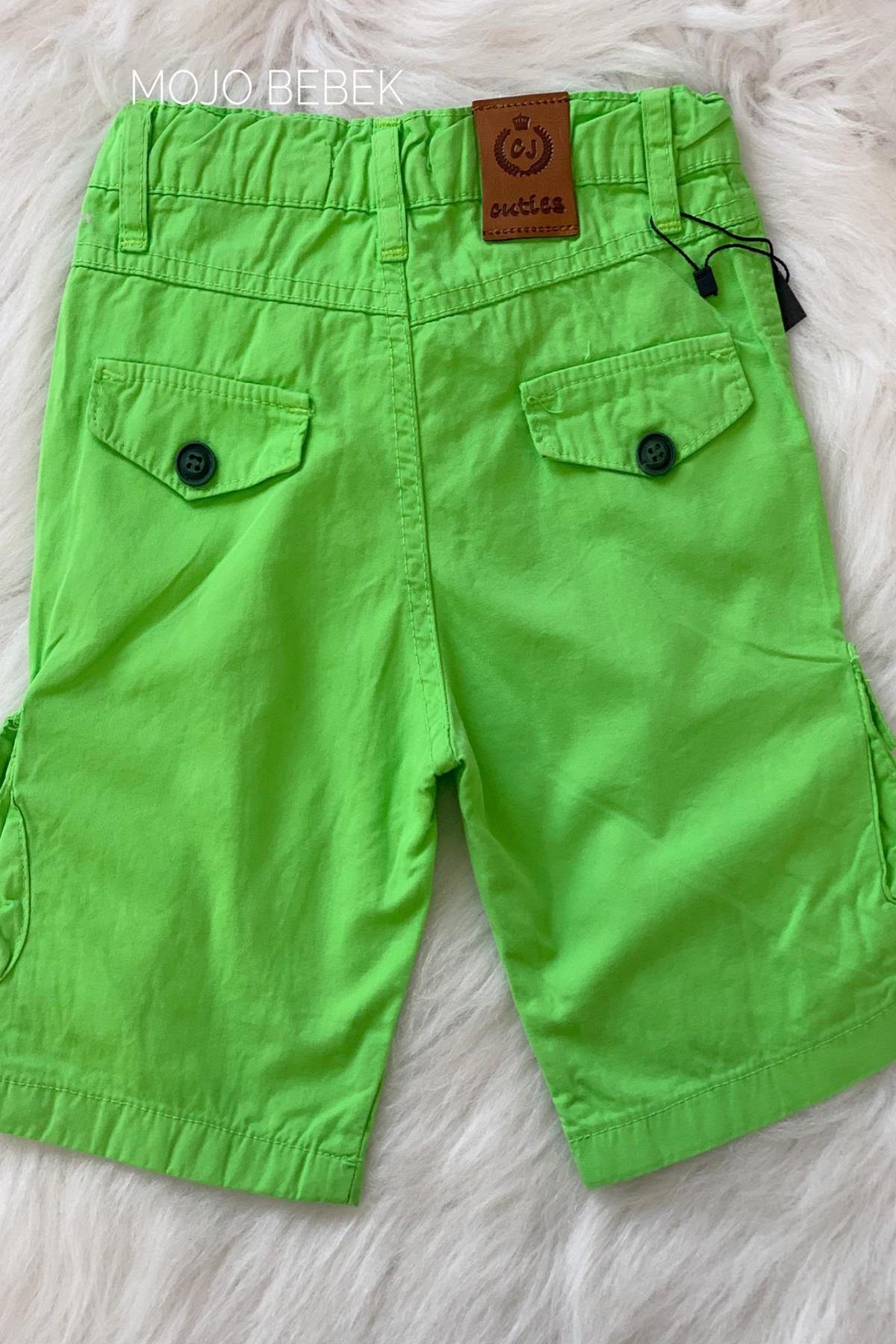 Cuties Erkek Çocuk Kargo Cepli Şort 0555 Yeşil