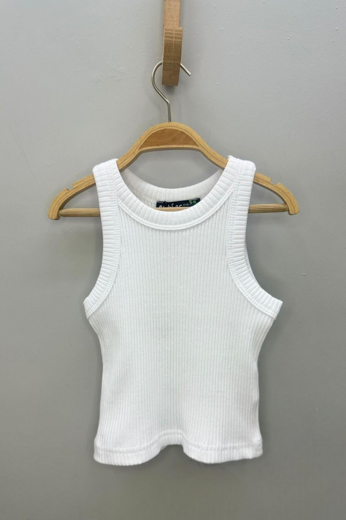 Cuties Kız Çocuk 5-14 Yaş Halter Yaka Kaşkorse Crop 4180 Beyaz