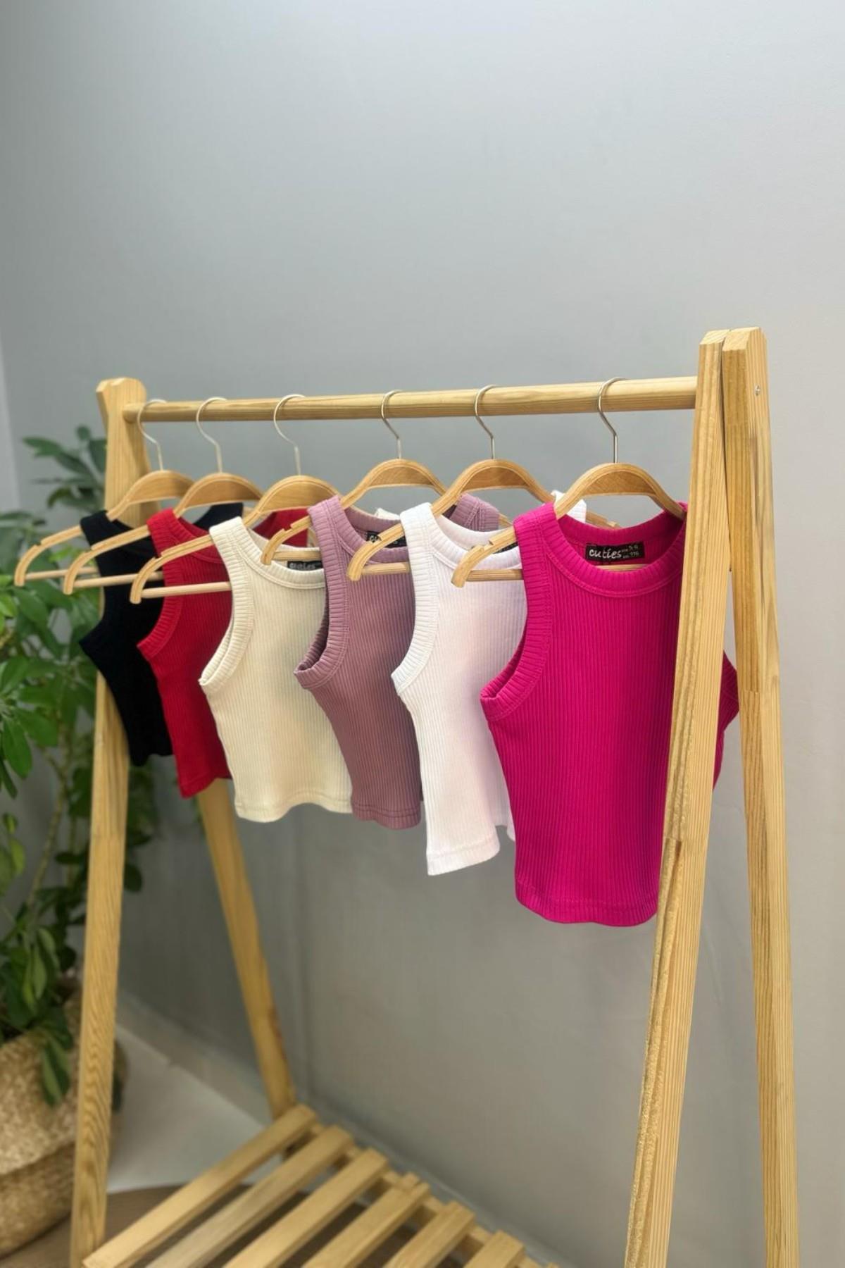 Cuties Kız Çocuk 5-14 Yaş Halter Yaka Kaşkorse Crop 4180 Beyaz