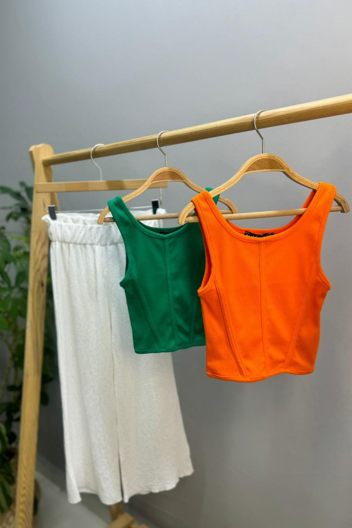 Cuties Kız Çocuk 5-14 Yaş Korse Model Crop 3863 Yeşil