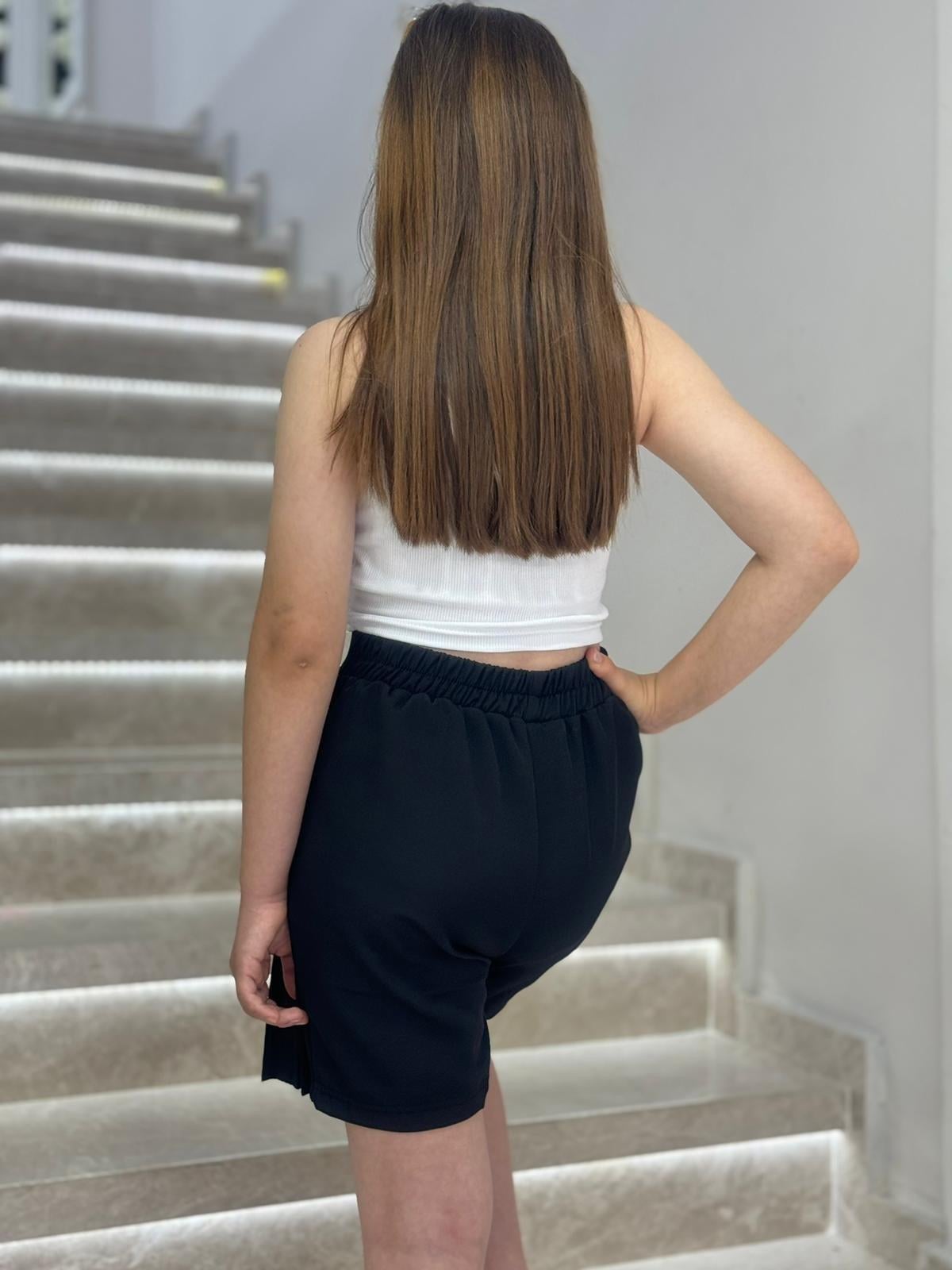Cuties Kız Çocuk 5-14 Yaş Pileli Şort Etek 4310 Siyah