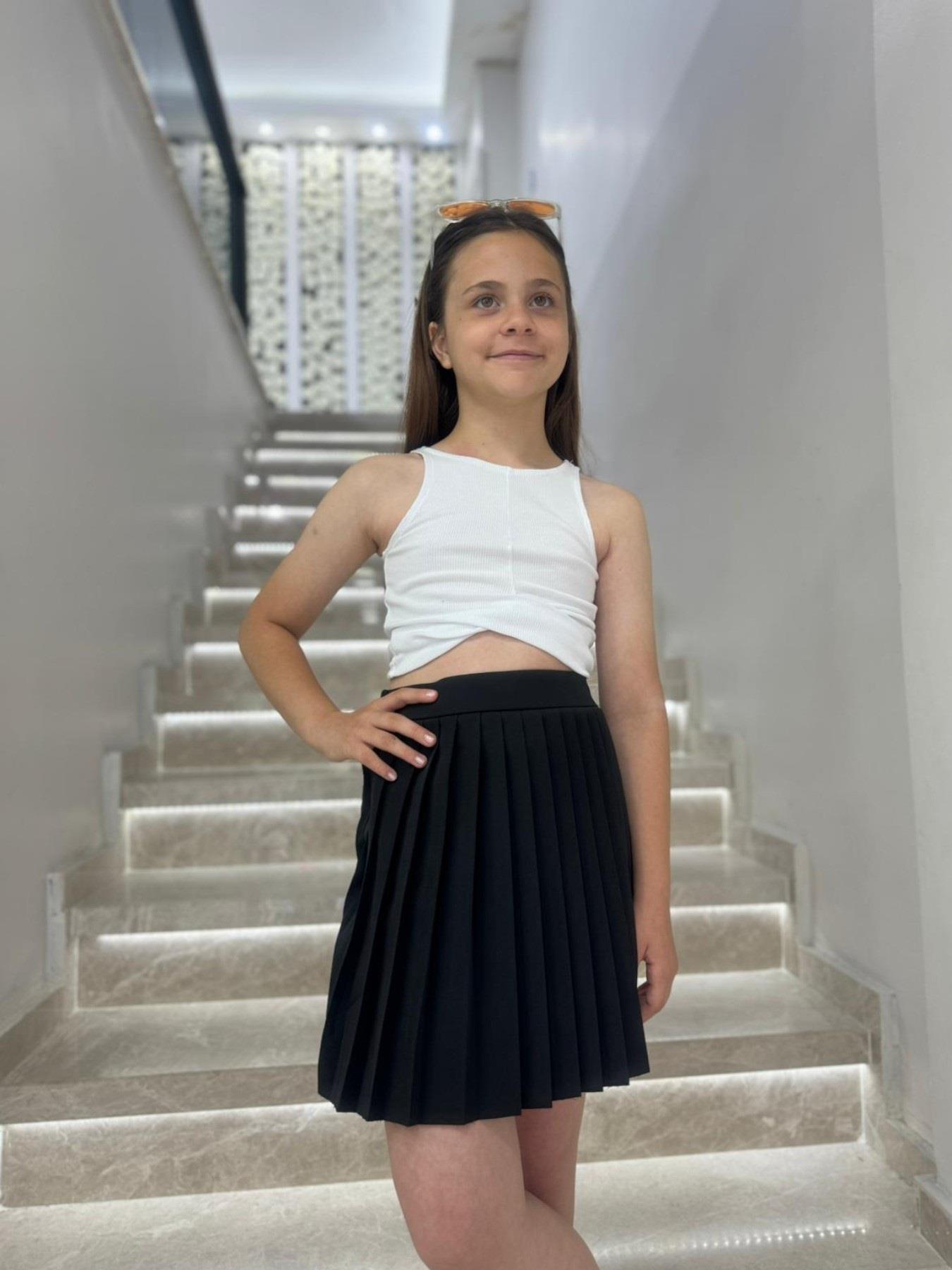 Cuties Kız Çocuk 5-14 Yaş Pileli Şort Etek 4310 Siyah