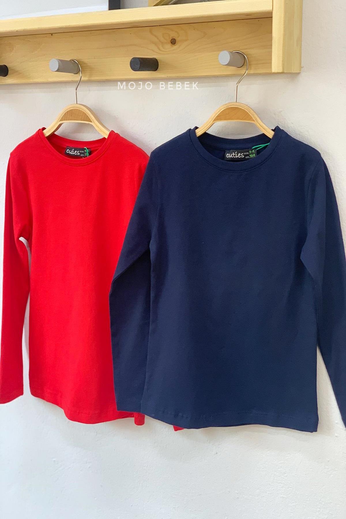 Cuties Kız Çocuk Basic Uzun Kol T-shırt 2185 Lacivert