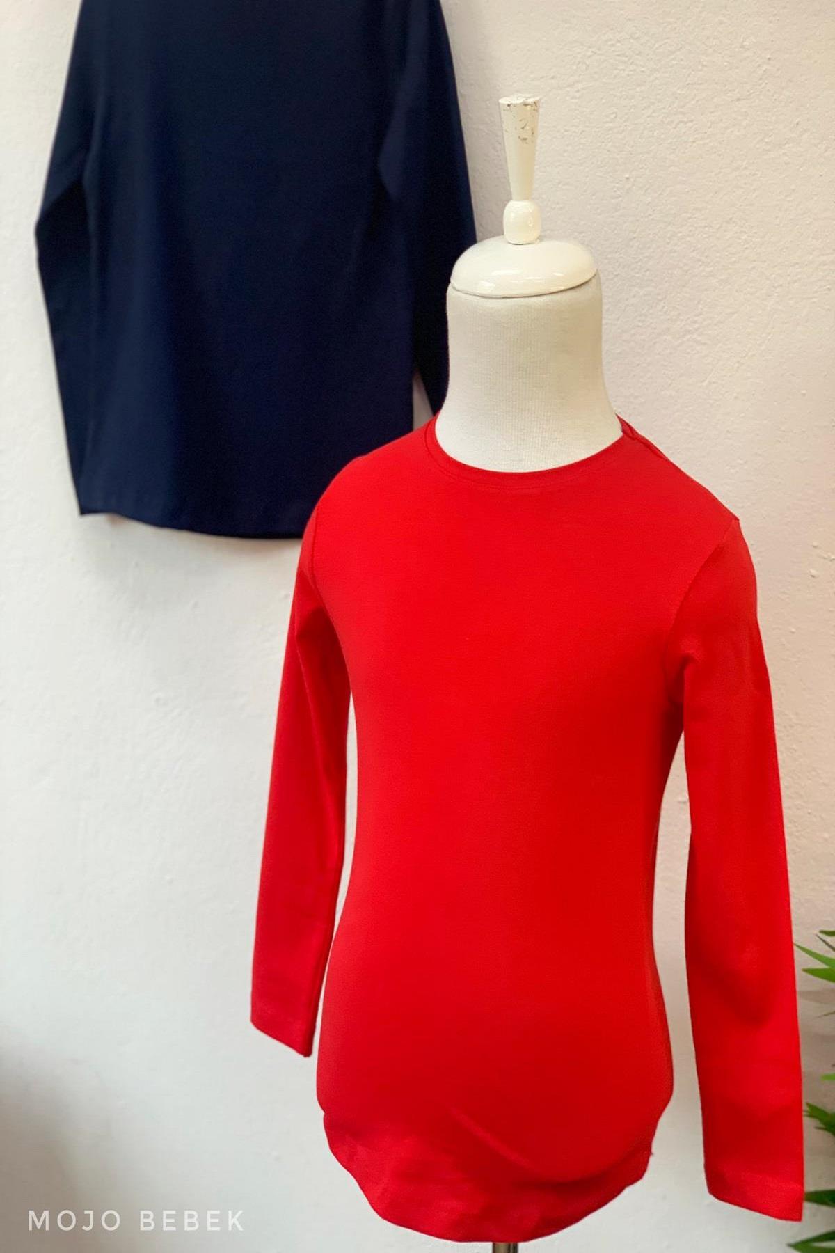 Cuties Kız Çocuk Basic Uzun Kol T-shırt 2185 Kırmızı