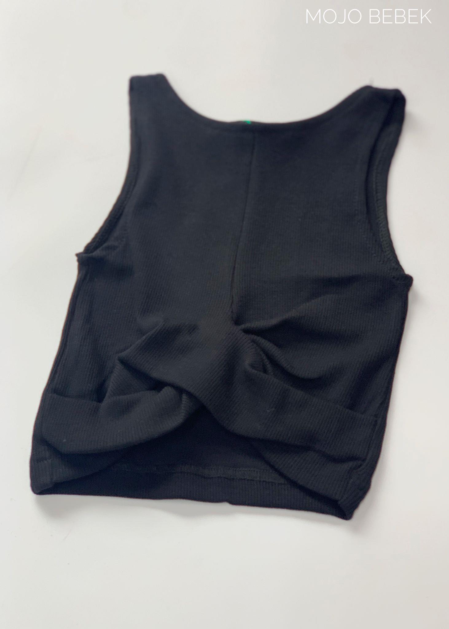 Cuties Kız Çocuk Bel Detaylı Askılı Crop 3264 Siyah
