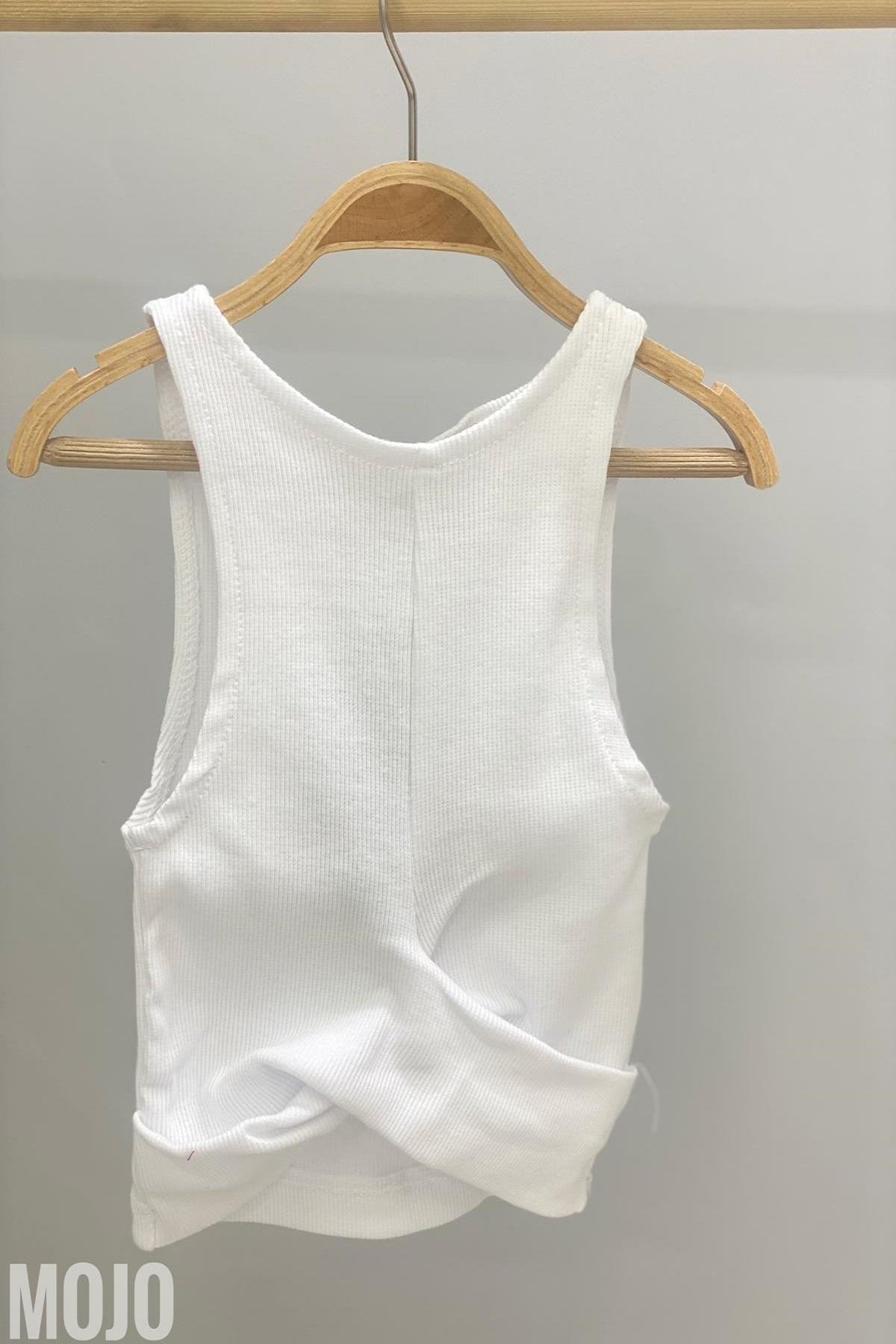 Cuties Kız Çocuk Bel Detaylı Askılı Crop 3264 Beyaz