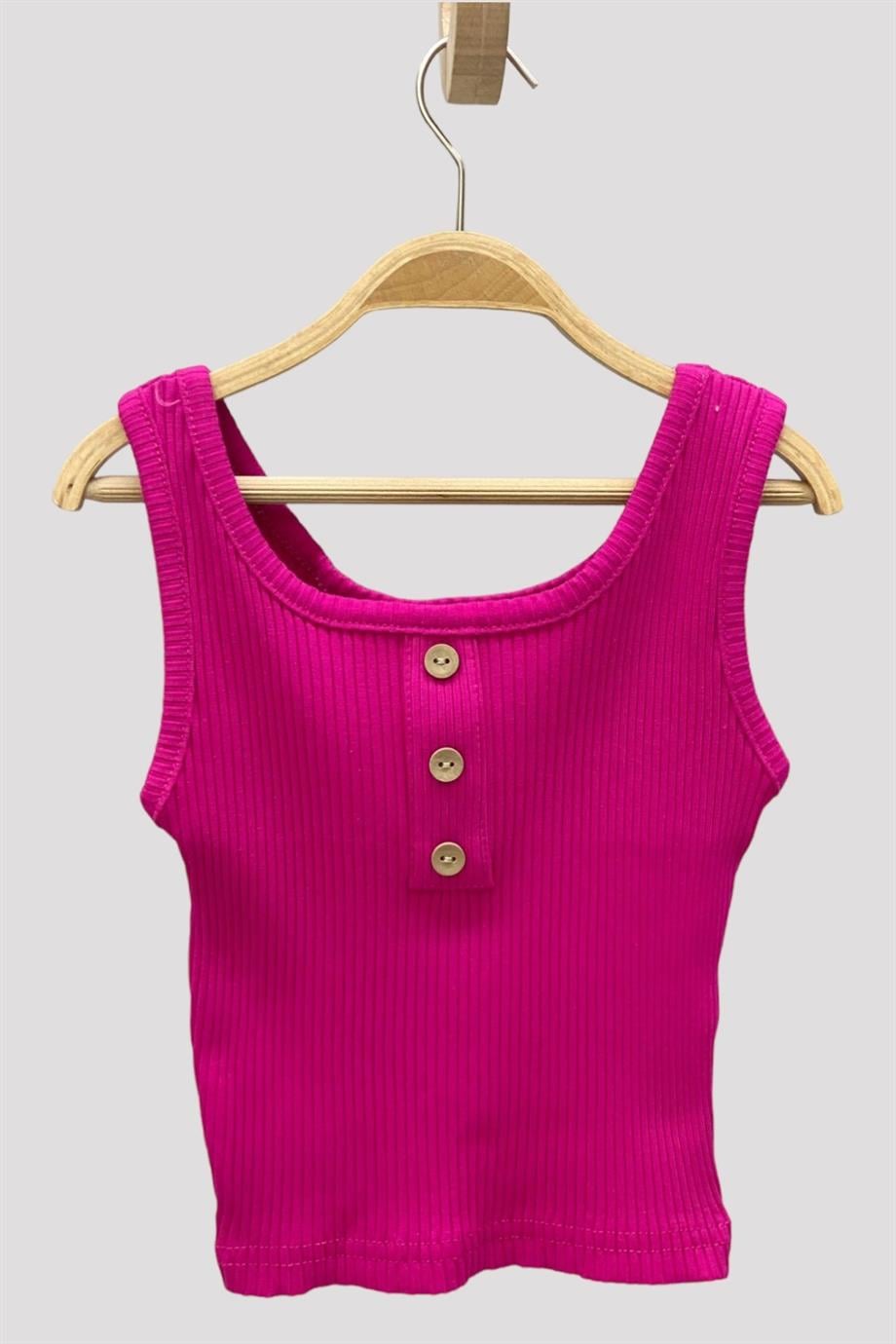 Cuties Kız Çocuk Düğmeli Askılı Crop 3750 Fuşya