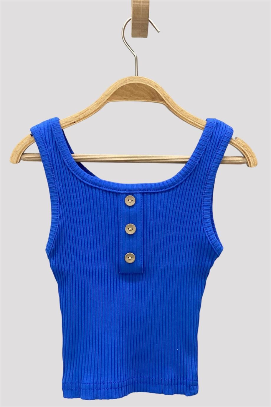 Cuties Kız Çocuk Düğmeli Askılı Crop 3750 Saks