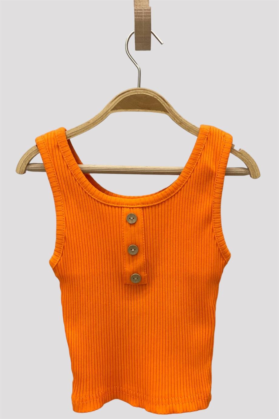 Cuties Kız Çocuk Düğmeli Askılı Crop 3750 Turuncu
