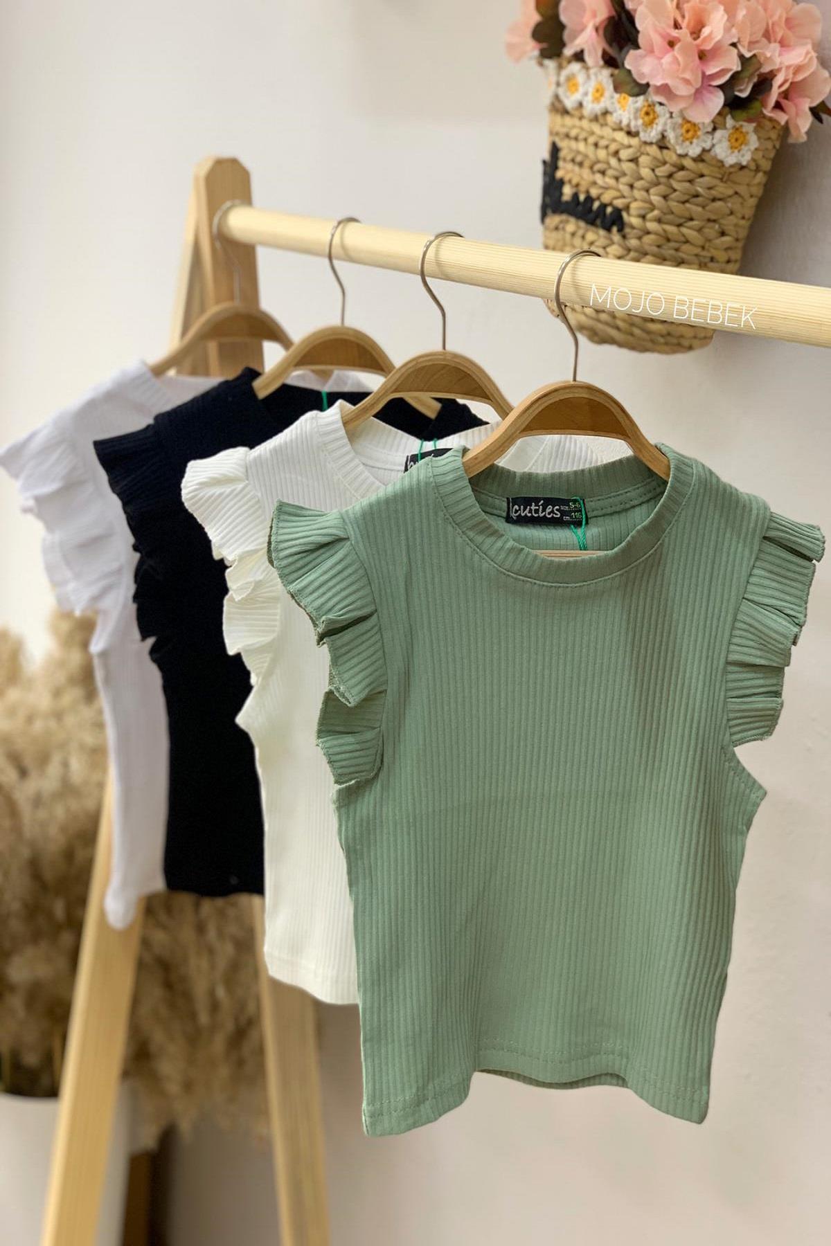 Cuties Kız Çocuk Fırfırlı Kaşkorse Kol Detaylı Bluz 3292 Mint