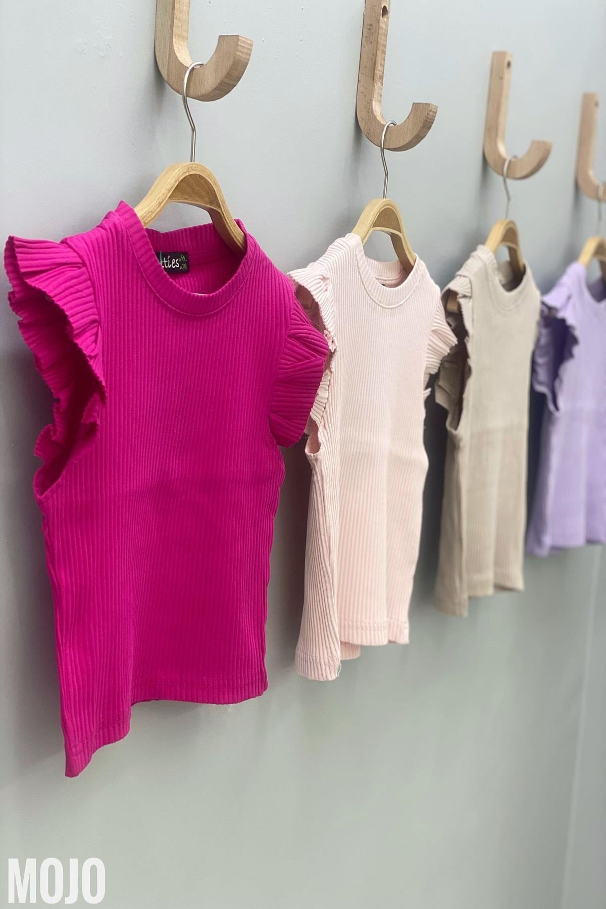Cuties Kız Çocuk Fırfırlı Kaşkorse Kol Detaylı Bluz 3292 Pudra