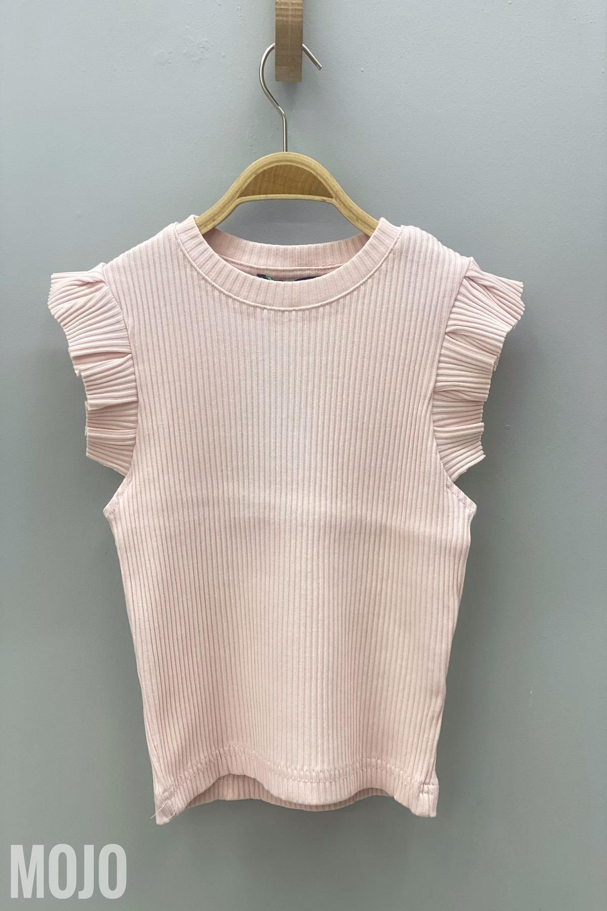 Cuties Kız Çocuk Fırfırlı Kaşkorse Kol Detaylı Bluz 3292 Pudra
