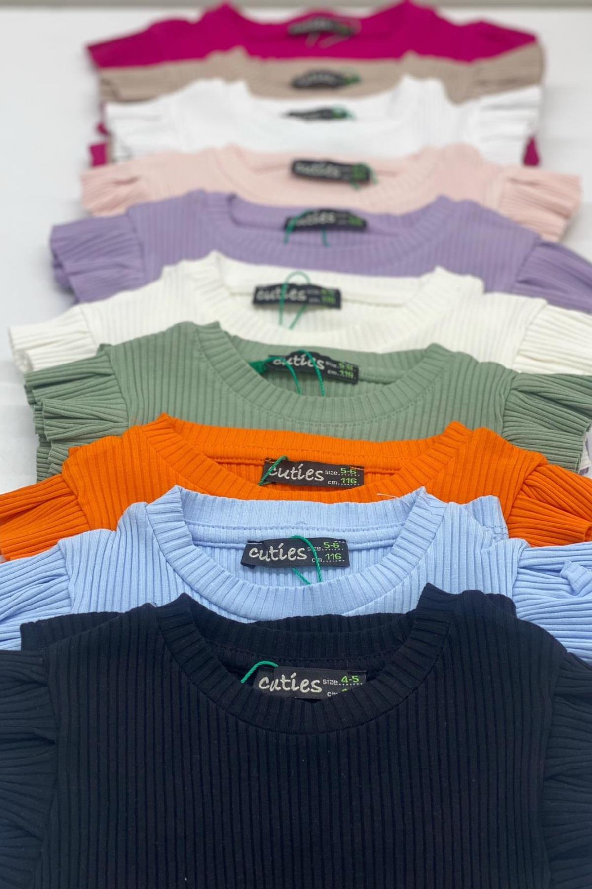 Cuties Kız Çocuk Fırfırlı Kaşkorse Kol Detaylı Bluz 3292 Kırmızı