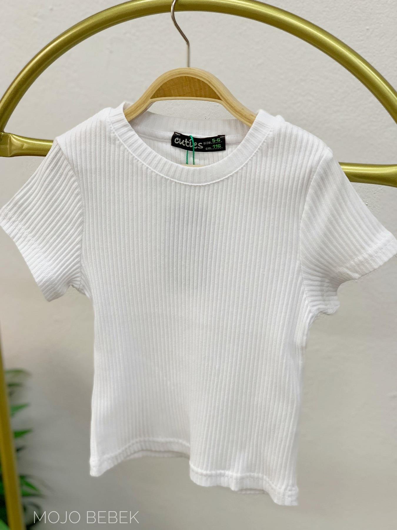 Cuties Kız Çocuk 5-14 Yaş Kaşkorse Kısa Kol Body 3130 Beyaz