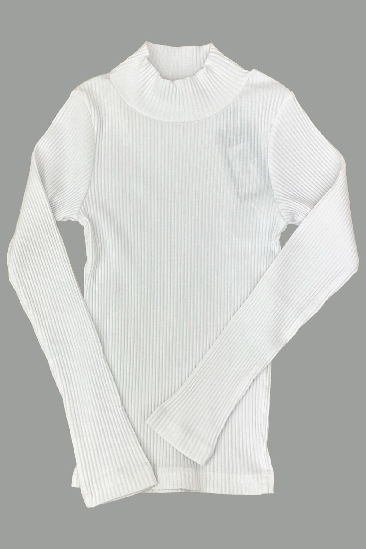 Cuties Kız Çocuk Yarım Balıkçı Yaka Boğazlı Body 3159 Beyaz