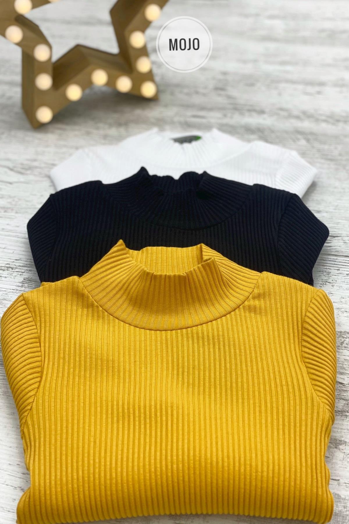 Cuties Kız Çocuk Yarım Balıkçı Yaka Boğazlı Body 3159 Hardal