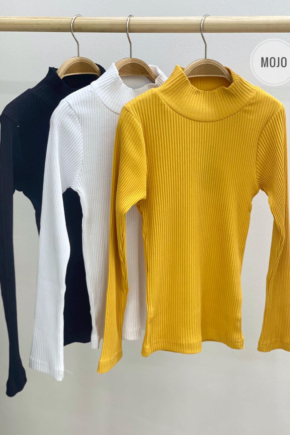 Cuties Kız Çocuk Yarım Balıkçı Yaka Boğazlı Body 3159 Hardal