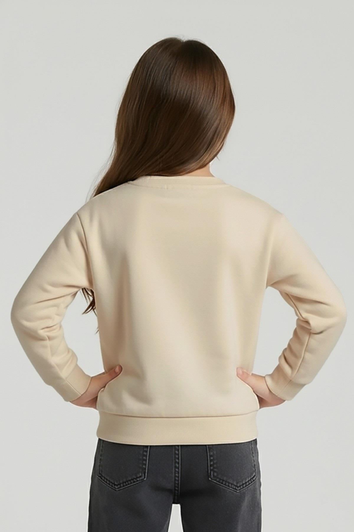 Dmb Kız Çocuk 1-7 Yaş Kurdelalı Mevsimlik Sweatshirt Bej