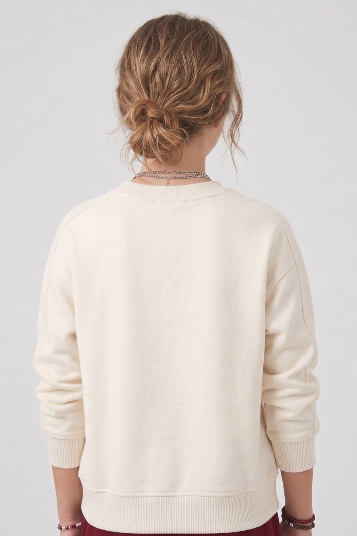 DMB Kız Çocuk 9-14 Yaş Köpek Baskılı Sweatshirt Bej