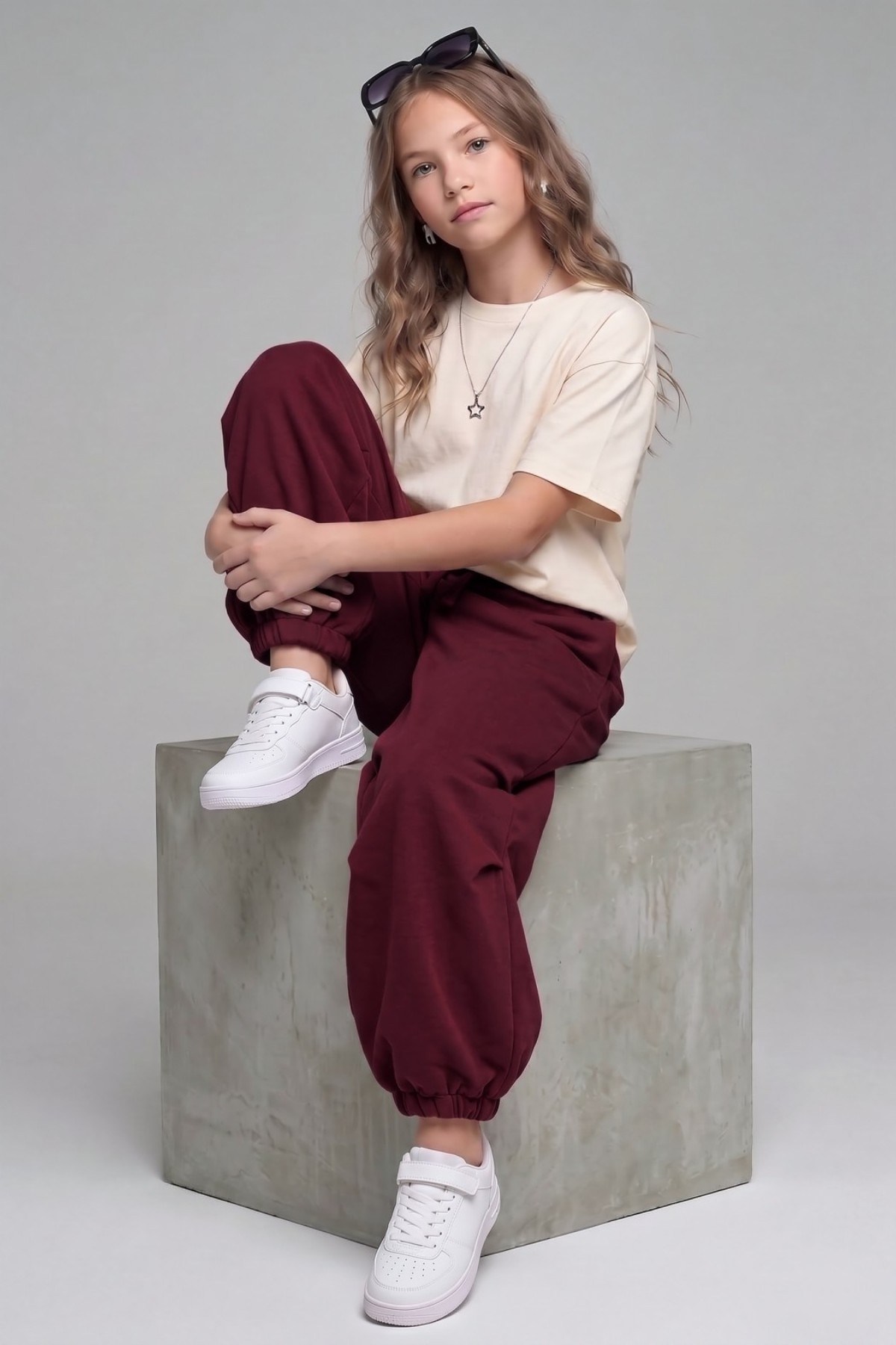 Dmb Kız Çocuk 9-14 Yaş Pamuklu Jogger Eşofman Altı Bordo