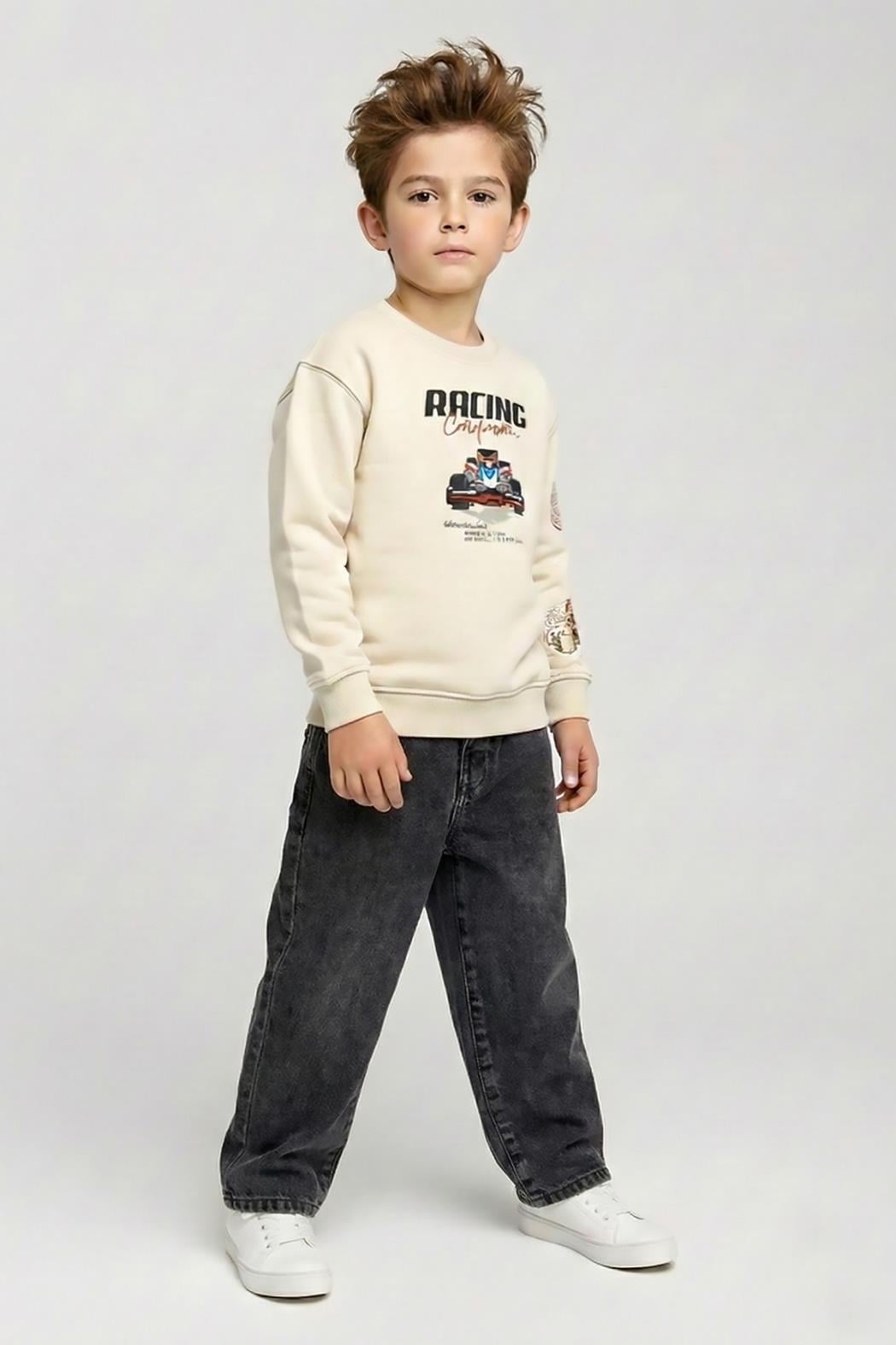 Dmb Unisex 2-7 Bol Kalıp Yazlık Yumuşak Denim Pantolon Füme