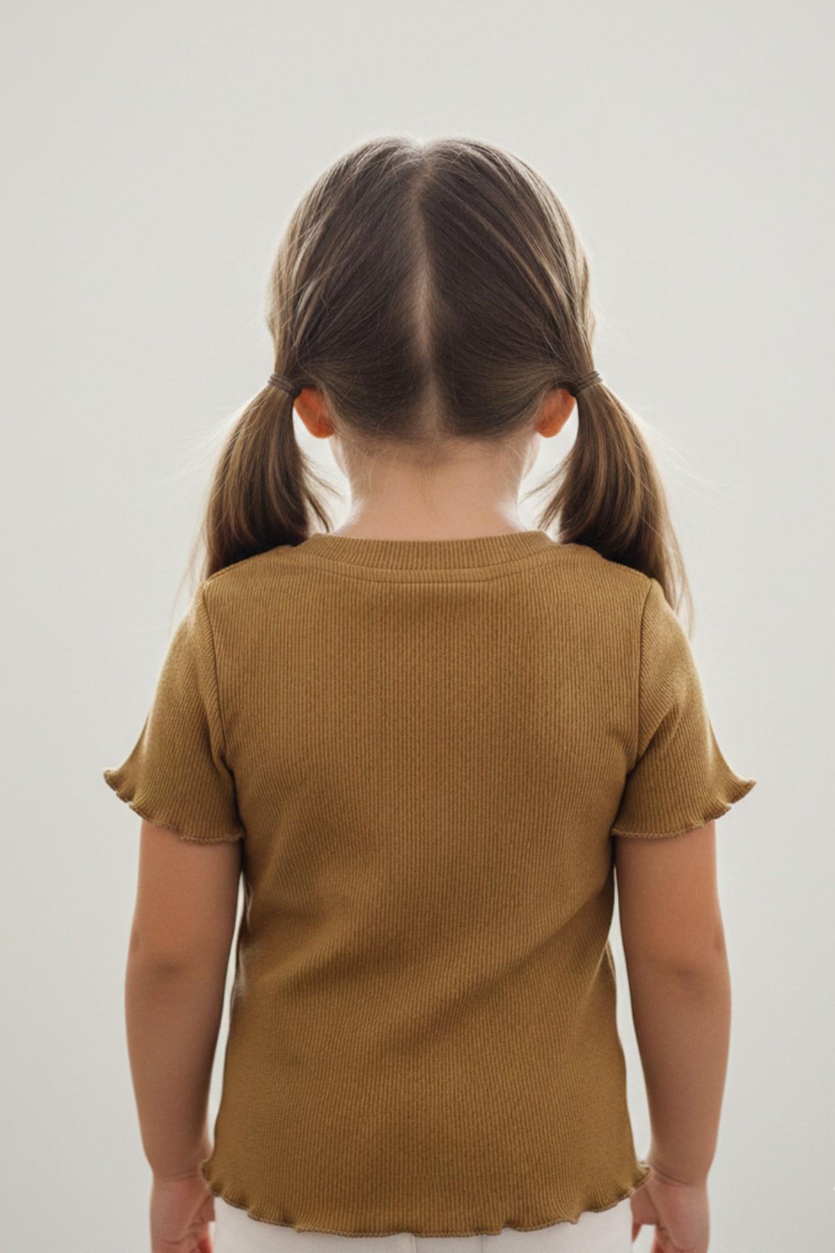 Escabel Kız Bebek 1-5 Yaş Taşlı Kiraz İşlemeli Kaşkorse Body Kahverengi