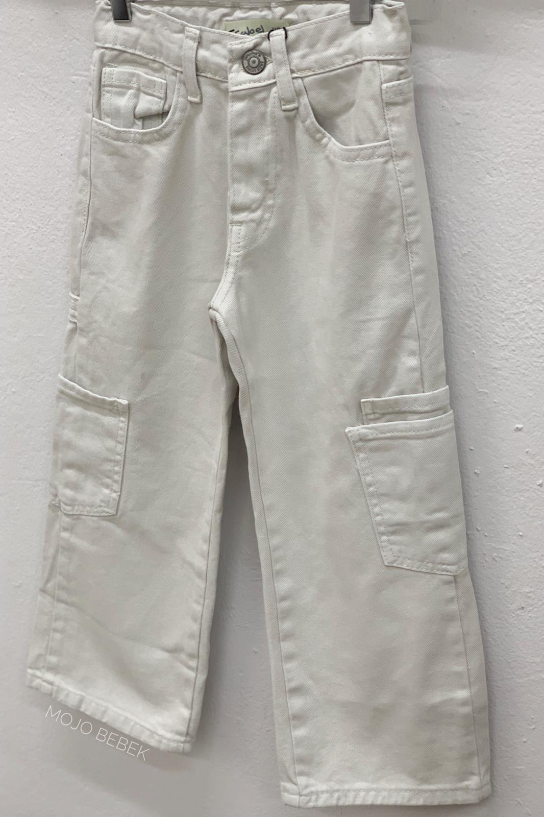 Escabel Kız Çocuk Kargo Cepli İspanyol Paça Kot Pantolon 2270 Taş Rengi