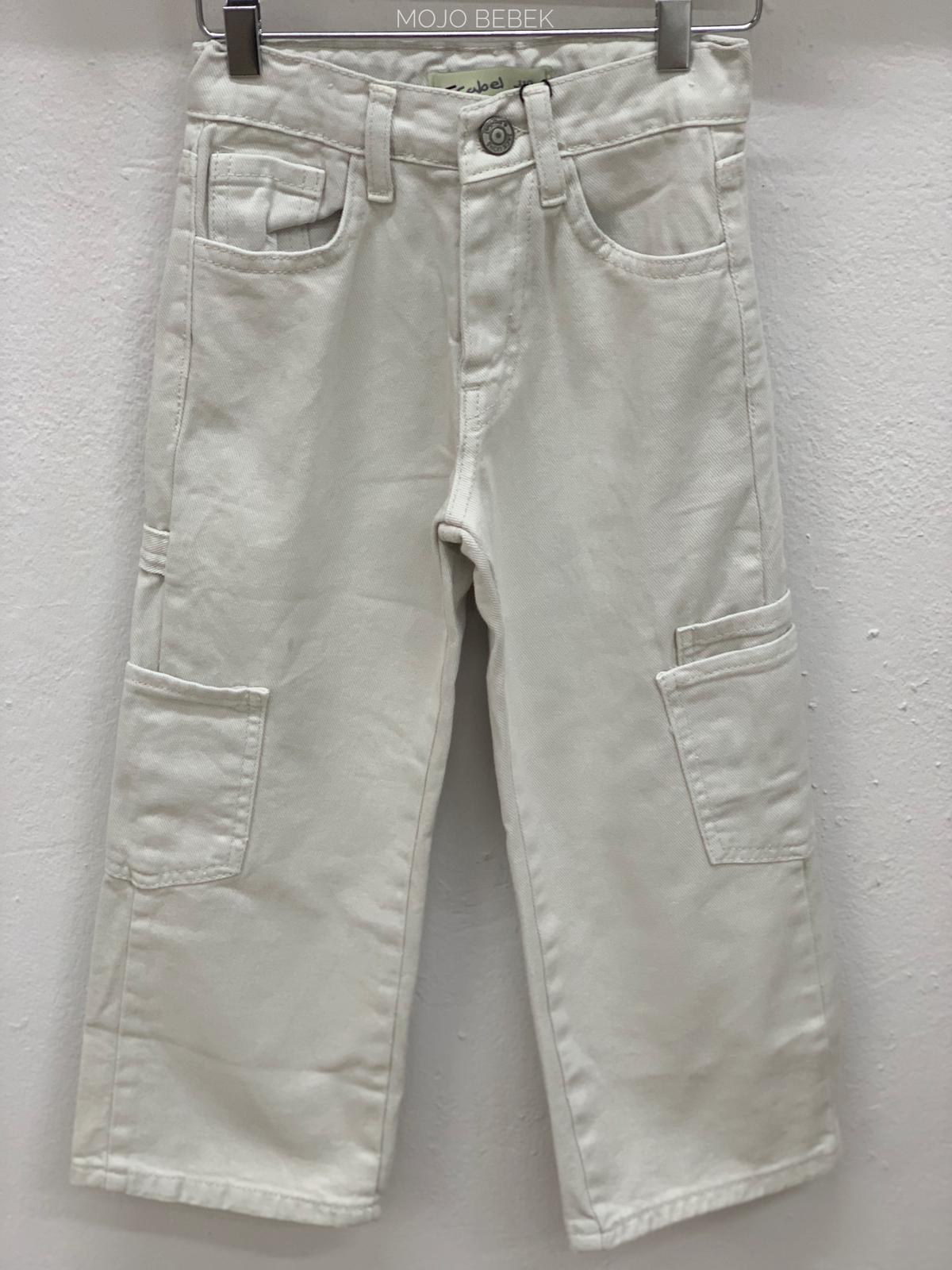 Escabel Kız Çocuk Kargo Cepli İspanyol Paça Kot Pantolon 2270 Taş Rengi