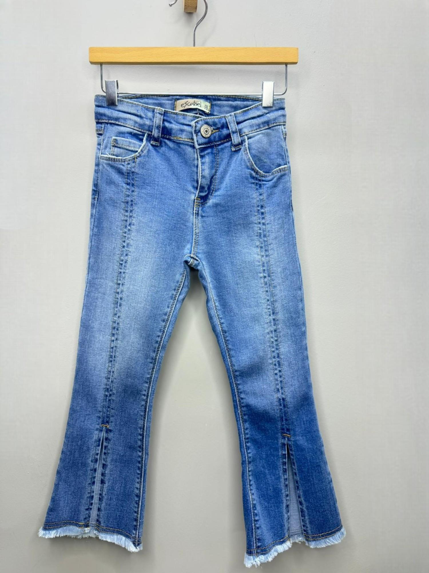 Escabel Kız Çocuk Püsküllü Bol Paça Denim Pantolon 2322 Kot Mavi