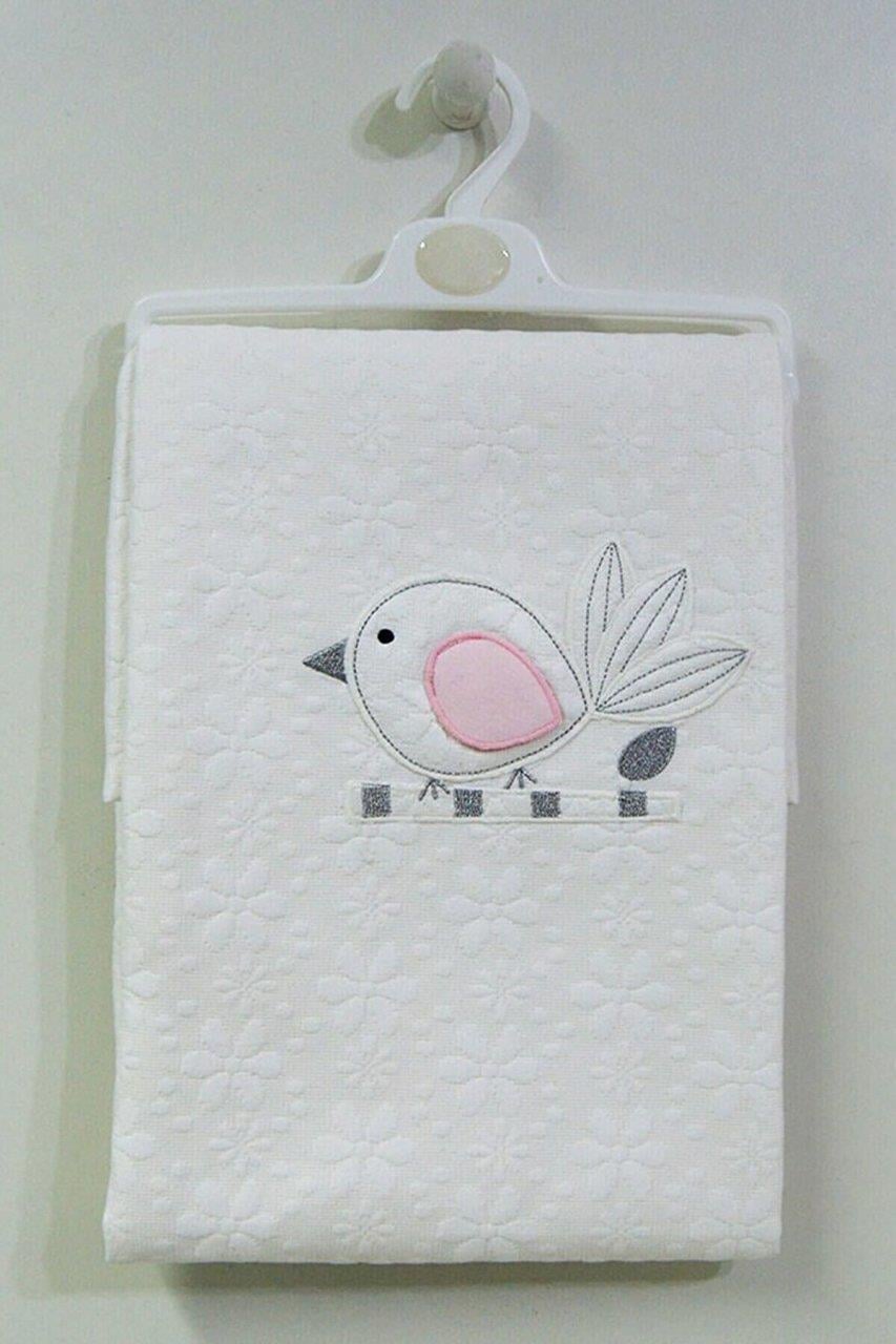 İdil Baby Kız Bebek Kuş Desenli Pike 9067 Ekru