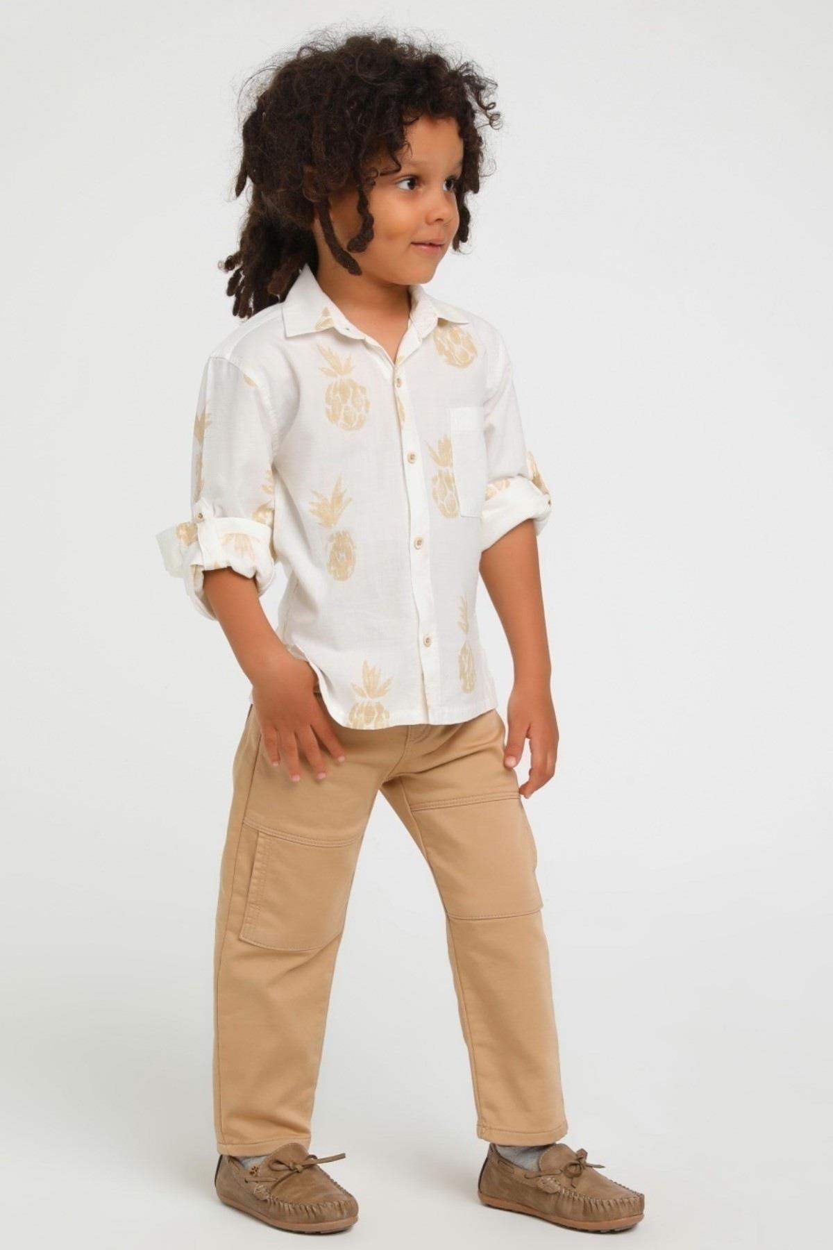 Jack Lions Erkek Çocuk 1-5 Yaş Yumuşak Denim Pantolon 2446 Bej
