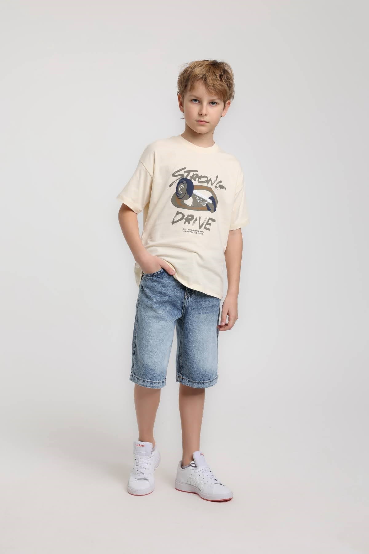 Jack Lions Erkek Çocuk 4-14 Yaş Kabartma Desen T-shirt Bej
