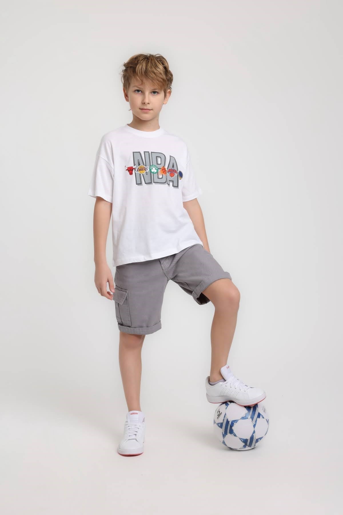 Jacklions Erkek Çocuk 4-14 Yaş Baskılı Kısa Kol T-Shirt Beyaz